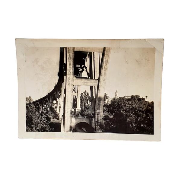 Vtg B&W Photo 1940s Colorado st Bridge Under Bridge Snapshot 4.5" x 3.25" - Picture 4 of 6